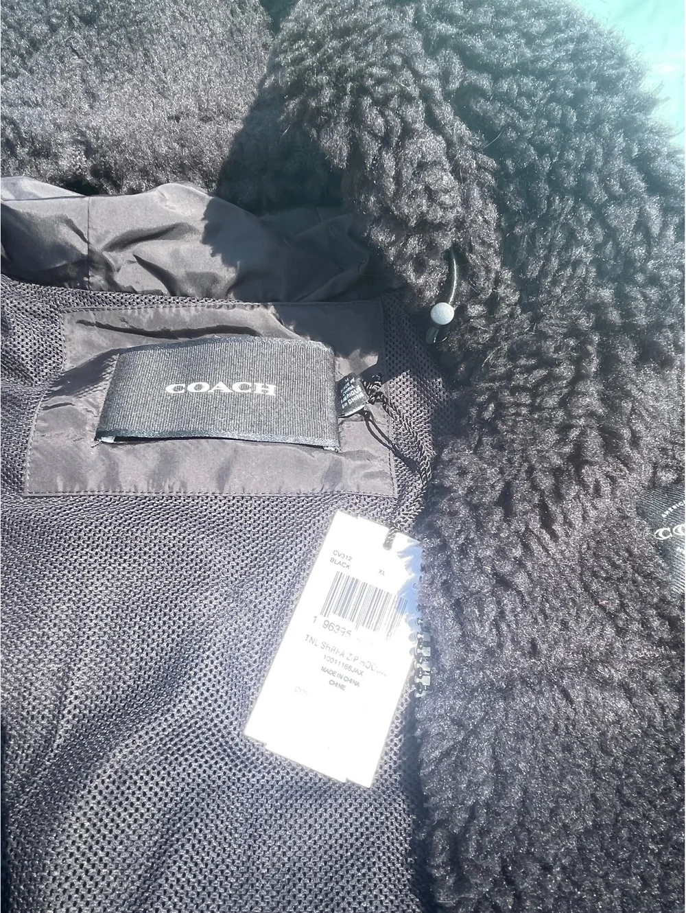 Coach TNL Sherpa Zip Jacket Black Womens XL NWT cozy